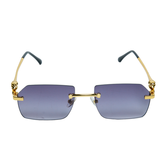 Chokore Rimless Metal Leopard Sunglasses (Black & Gold)