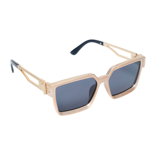 Chokore Fashion Rectangular Full-Rim UV Sunglasses (Golden & Black)