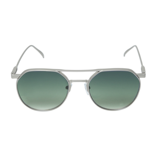 Chokore Aviator Round-Frame Metal Sunglasses (Silver and Green)