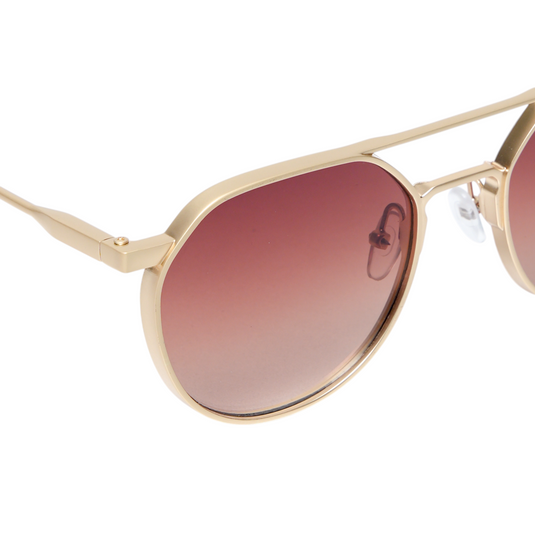 Chokore Aviator Round-Frame Metal Sunglasses (Golden & Brown)