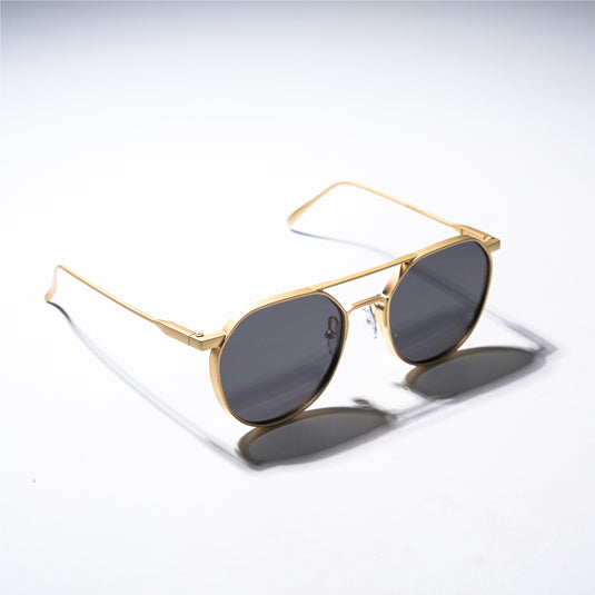 Chokore Aviator Round-Frame Metal Sunglasses (Golden & Black)