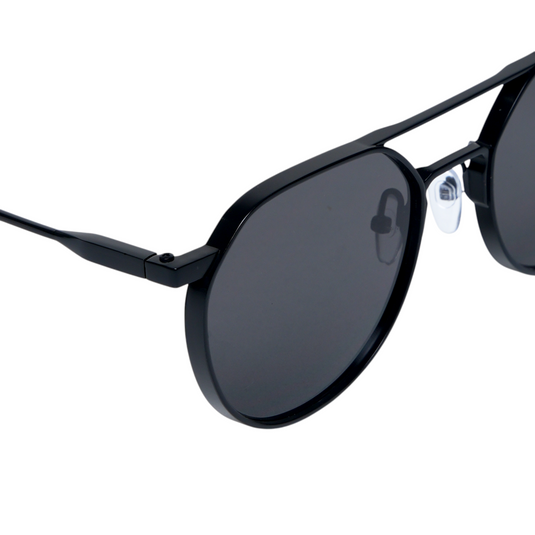 Chokore Aviator Round-Frame Metal Sunglasses (Black)