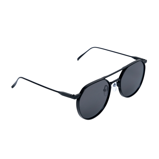 Chokore Aviator Round-Frame Metal Sunglasses (Black)