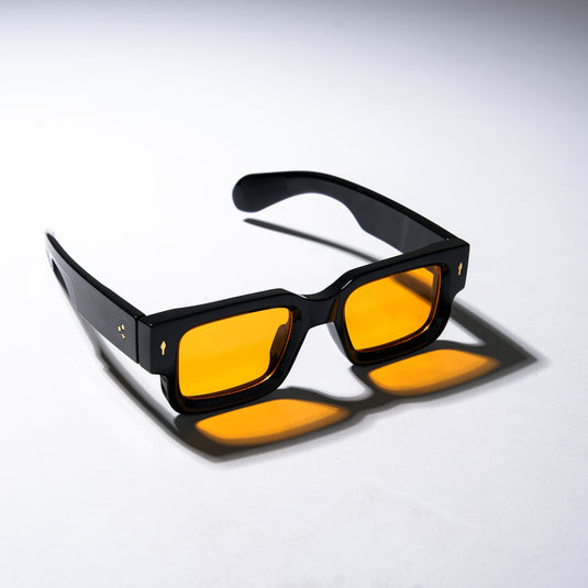 Chokore Chokore Classic Rectangular Fit UV Sunglasses (Black& Orange)