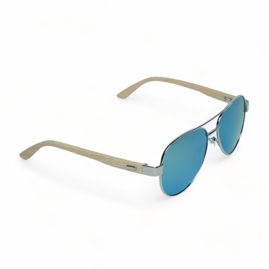 Chokore Bamboo Wood Pilot Sunglasses (Blue)