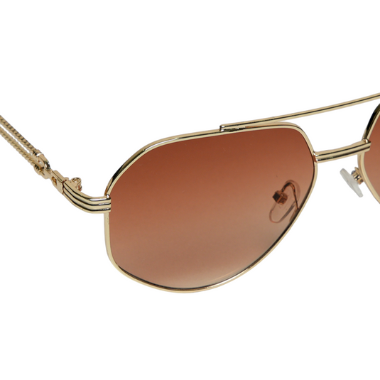 Chokore Double Bridge Aviator Sunglasses with Stylish Temple (Brown)