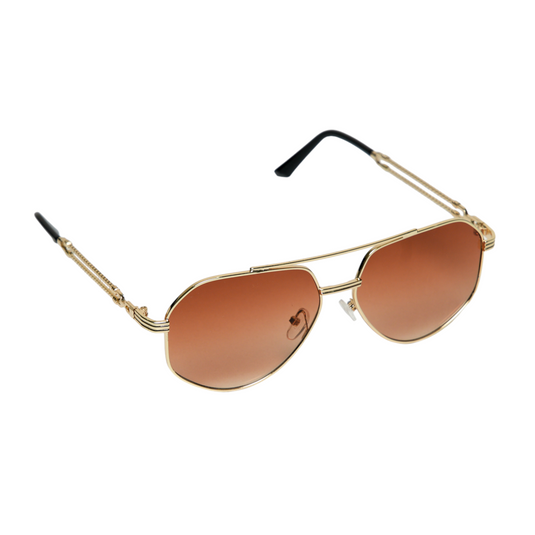 Chokore Double Bridge Aviator Sunglasses with Stylish Temple (Brown)