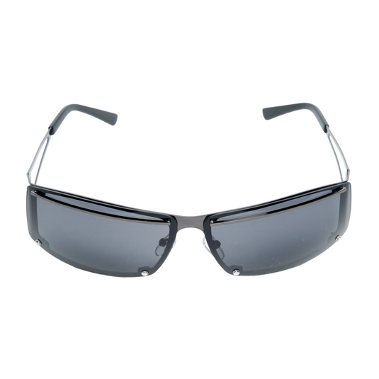 Chokore Hollow Metallic Wrap-around Sunglasses (Black-Gray)