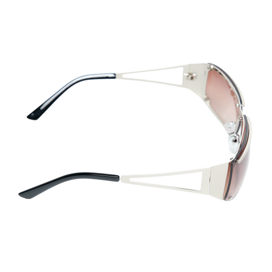 Chokore Hollow Metallic Wrap-around Sunglasses (Brown)