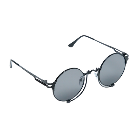 Chokore Vintage Round Metal Sunglasses (Black)