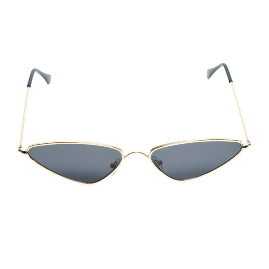 Chokore Triangular Cat-eye Metal Sunglasses (Black & Gold)