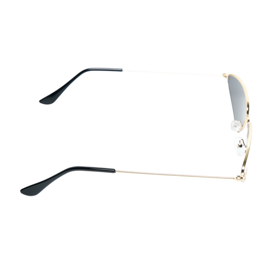 Chokore Triangular Cat-eye Metal Sunglasses (Black & Gold)