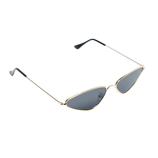 Chokore Triangular Cat-eye Metal Sunglasses (Black & Gold)
