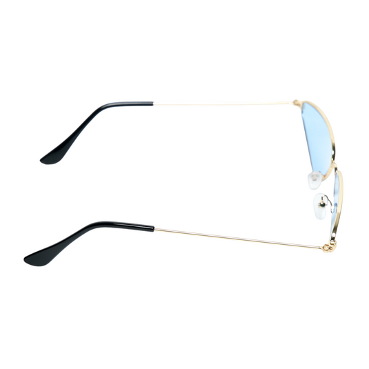 Chokore Triangular Cat-eye Metal Sunglasses (Blue & Gold)
