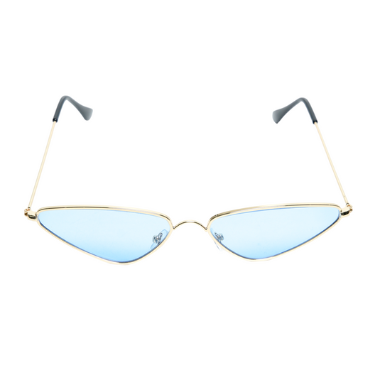 Chokore Triangular Cat-eye Metal Sunglasses (Blue & Gold)