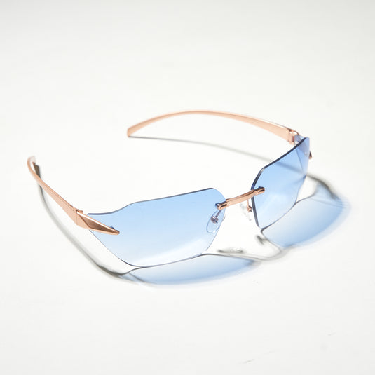 Chokore Rimless Wrap-around Sunglasses (Blue)
