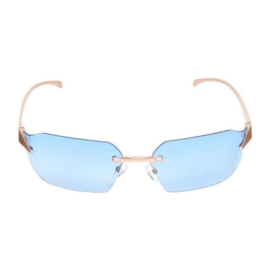 Chokore Rimless Wrap-around Sunglasses (Blue)
