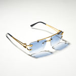 Chokore Chokore Vintage Square Lens Thick Sunglasses with UV 400 Protection (Black) Chokore Double Bridge Rimless Leopard Head Sunglasses (Blue)