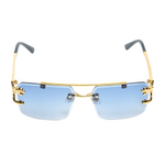 Chokore Chokore Vintage Square Lens Thick Sunglasses with UV 400 Protection (Black) Chokore Double Bridge Rimless Leopard Head Sunglasses (Blue)