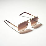 Chokore  Chokore Retro Double Bridge Sunglasses with UV400 Protection (Brown & Gold)