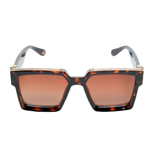 Chokore Oversized Stripes Square Sunglasses (Brown)