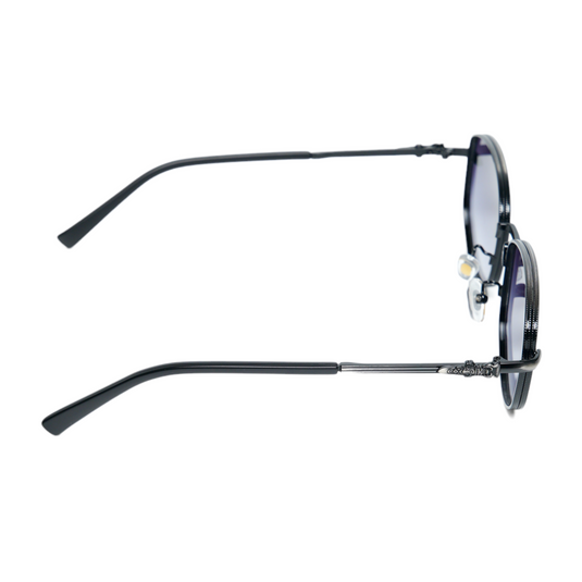 Chokore Classic Round Metal Sunglasses (Black & Gray)