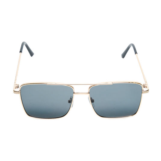 Chokore Classic Square Metal Sunglasses with Double Bridge (Gray & Gold)
