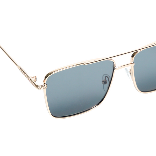 Chokore Classic Square Metal Sunglasses with Double Bridge (Gray & Gold)