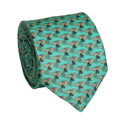 Chokore Sea Green Seahorse Silk Necktie - Wildlife Range