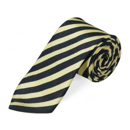 Chokore Black & Beige Stripes Silk Necktie - Plaids Collection