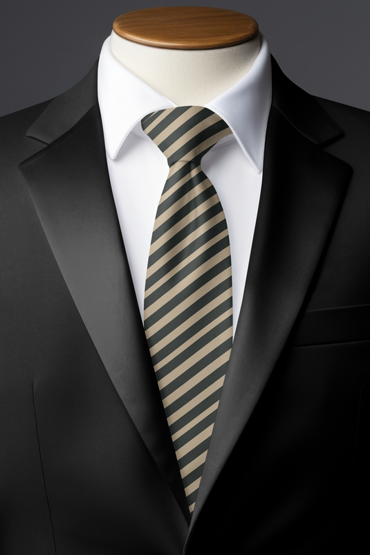 Chokore Black & Beige Stripes Silk Necktie - Plaids Collection