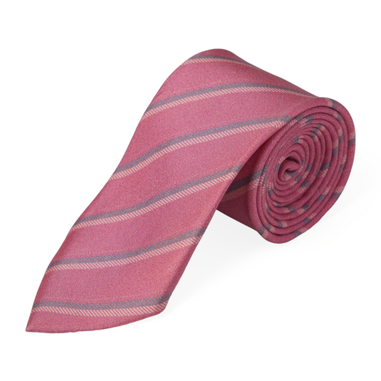 Chokore Pink Striped Silk Necktie - Plaids Collection