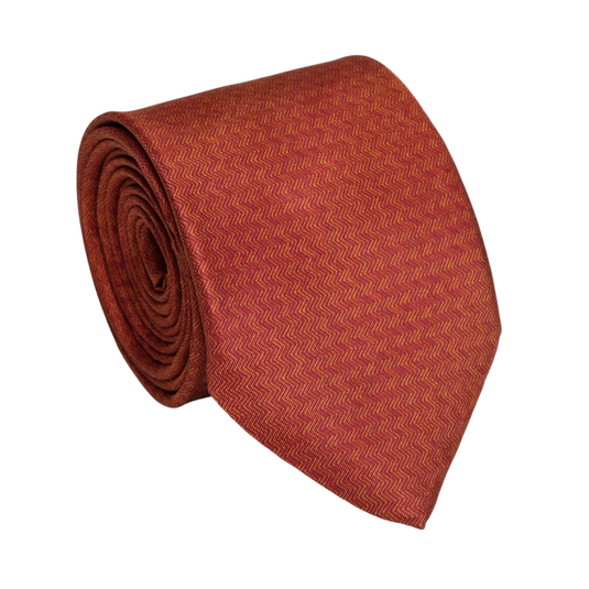 Chokore Red & Orange Herringbone Silk Necktie
