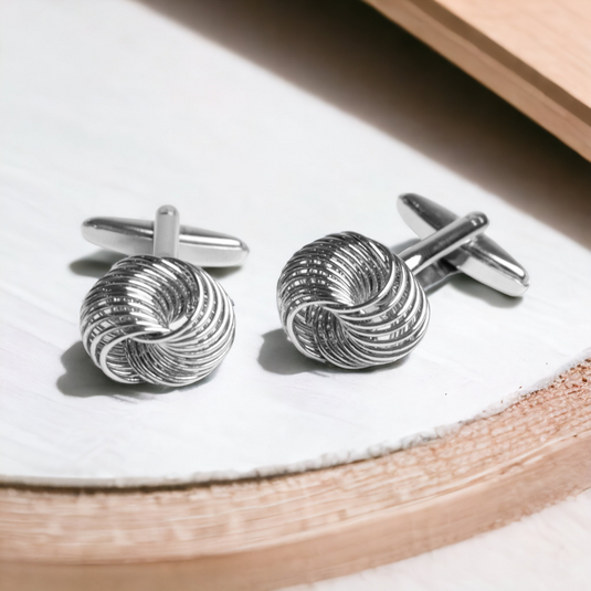 Classic Silver Knot Brass Cufflinks – Formal & Office Wear
