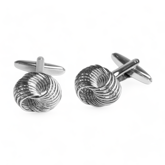 Classic Silver Knot Brass Cufflinks – Formal & Office Wear