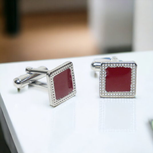 Chokore Textured Square Cufflinks (Burgundy)