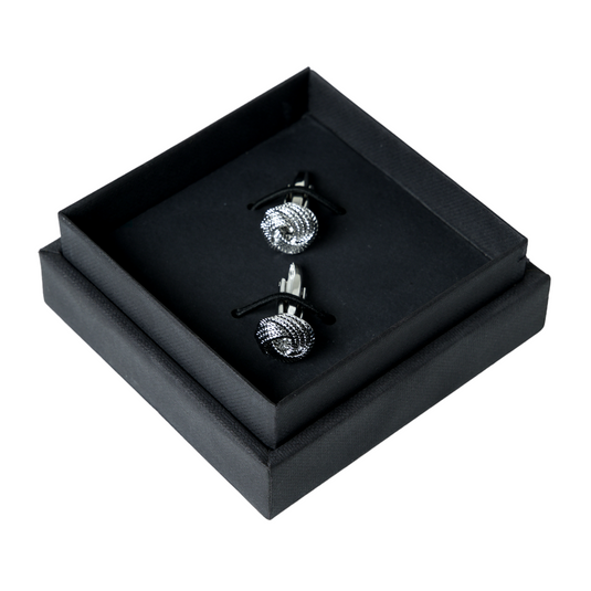 Textured Silver Knot Brass Cufflinks – Elegant Formal Wear