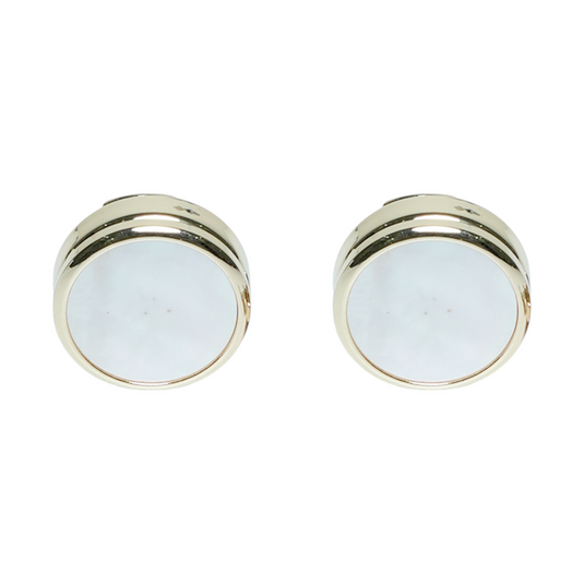 Gold & Pearl Brass Cuff Buttons – Easy-Fit Elegant Wear