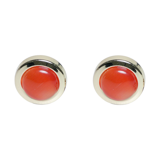Gold & Coral Stone Brass Cuff Buttons Easy-Fit Luxurious Wear