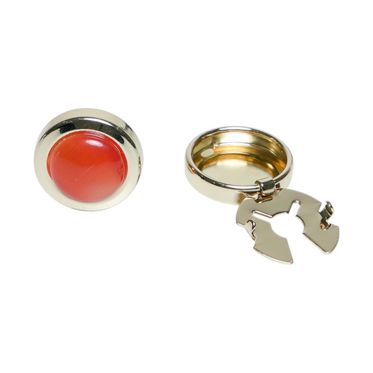 Gold & Coral Stone Brass Cuff Buttons Easy-Fit Luxurious Wear