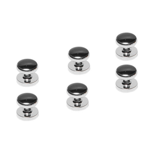 Black & Silver Brass Cufflinks and Studs Set (8 pcs) – Classic Tuxedo Wear