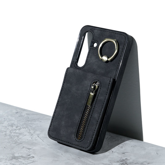 Chokore Leather Mobile Cover With Flip Wallet (Black) for Samsung