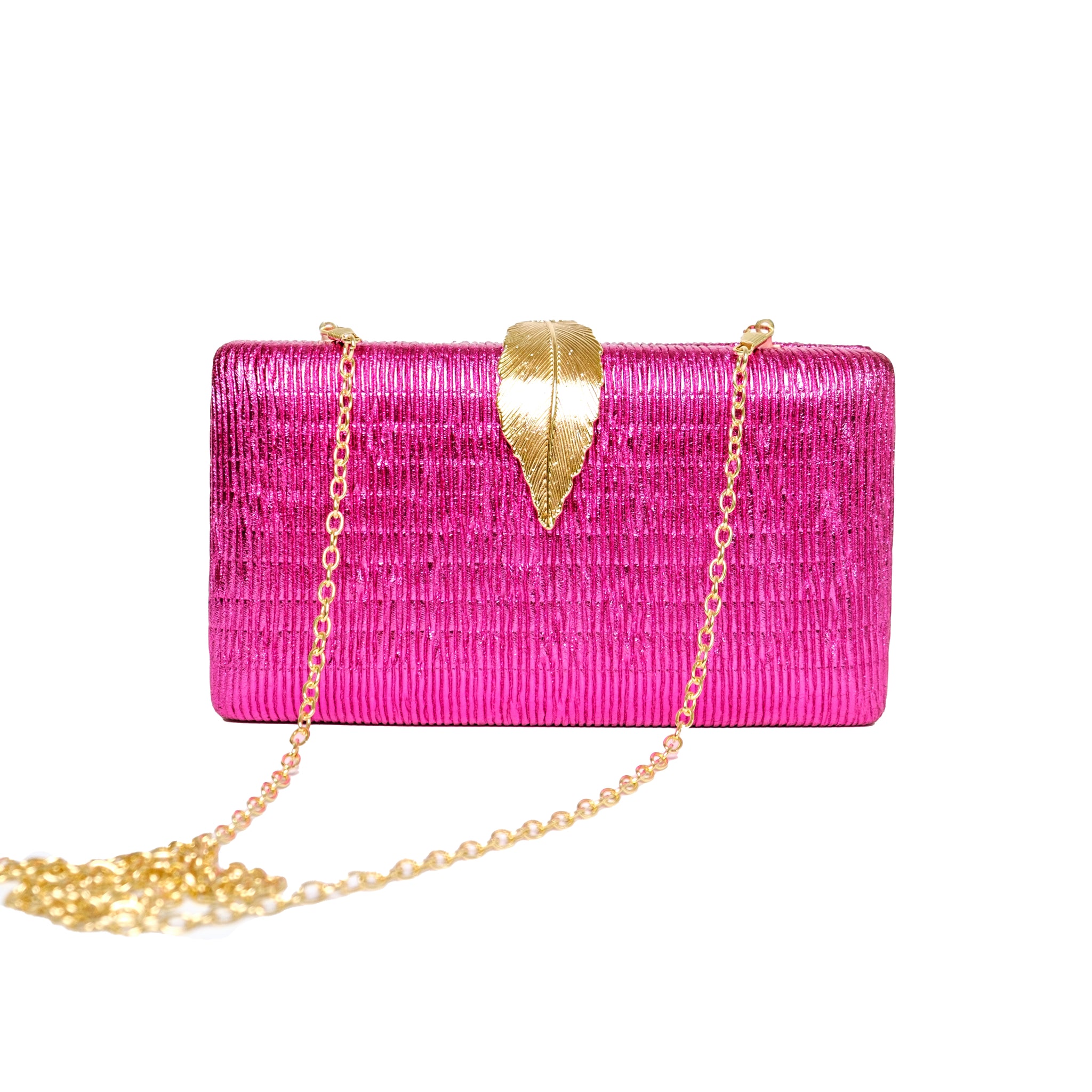 Chokore Shimmery Leaf Clutch/Handbag (Pink)