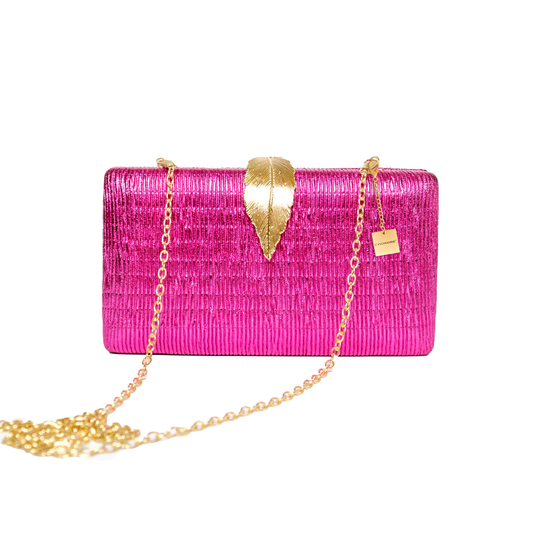 Chokore Chokore Shimmery Leaf Clutch/Handbag (Pink)