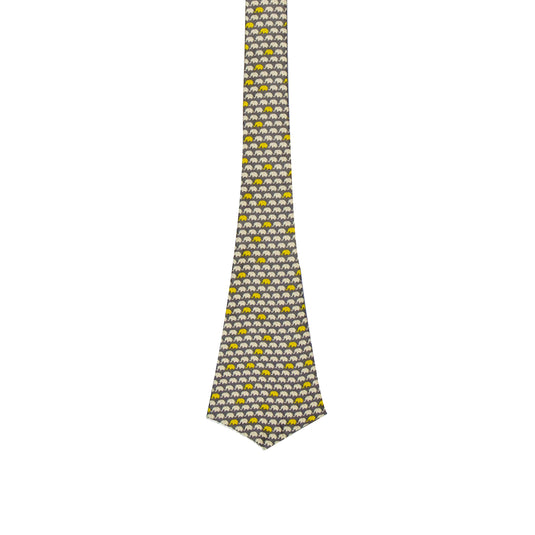 Chokore Grey & White Elephant Silk Reversible Cravat