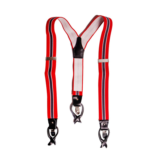 Chokore Y-shaped Convertible Suspenders (Navy Blue & Red)
