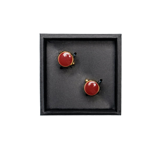 Chokore Round Gold Cufflinks (Brown)
