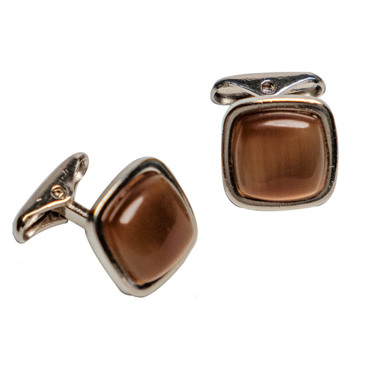 Chokore Squircle Cufflinks with Stone (Brown)