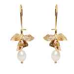 Chokore Bamboo Rattan Woven Lantern Drop earrings. Gold tone. Chokore Freshwater Pearl Bow Earrings
