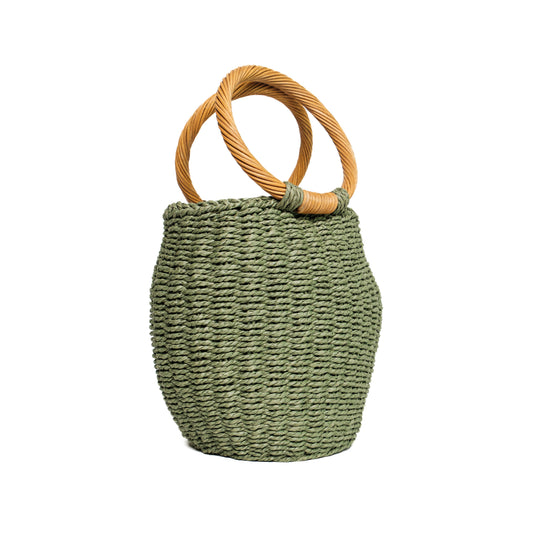Chokore Chokore Straw Pot-shaped Bag (Green)